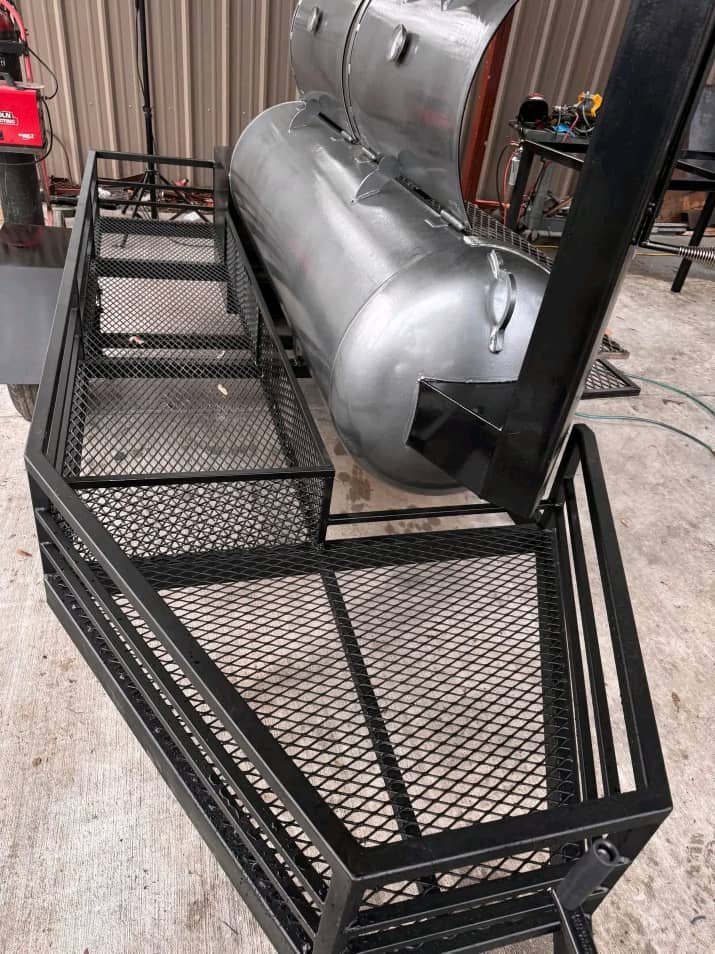 garden with bbq Smoke Stack Vent System 150 Gallon Trailer Smoker