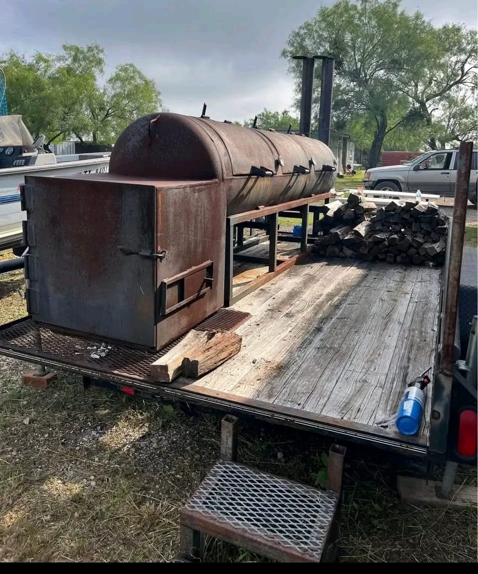 Image Title: 500 Gallon Smoker 14 Foot Trailer