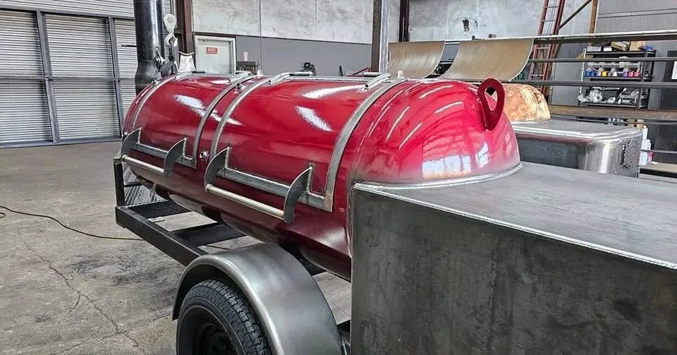 Finished 250 Gallon Cart Mounted Smoker