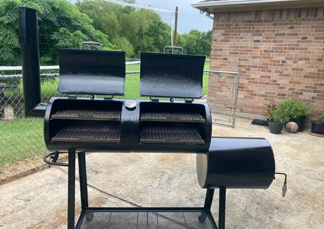 Front View Offset Camping Grill Smoker