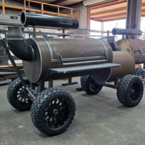 Front Angled View 250 Gallon BBQ Smoker Trailer grill brush for gas grill