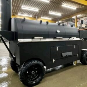 300 Gallon Reverse Flow Smoker Full View baked bbq chicken thighs​