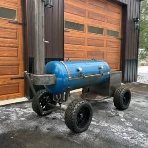 backyard bbq pit Full 120 Gallon Smoker with 14 Inch Cart Wheels backyard bbq pit​