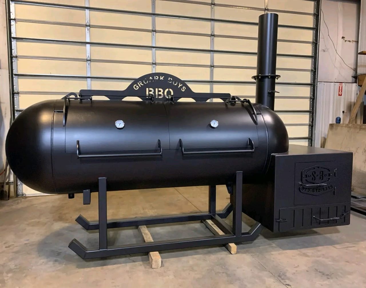 250 Gallon Reverse Flow BBQ Smoker Full View teppanyaki grill