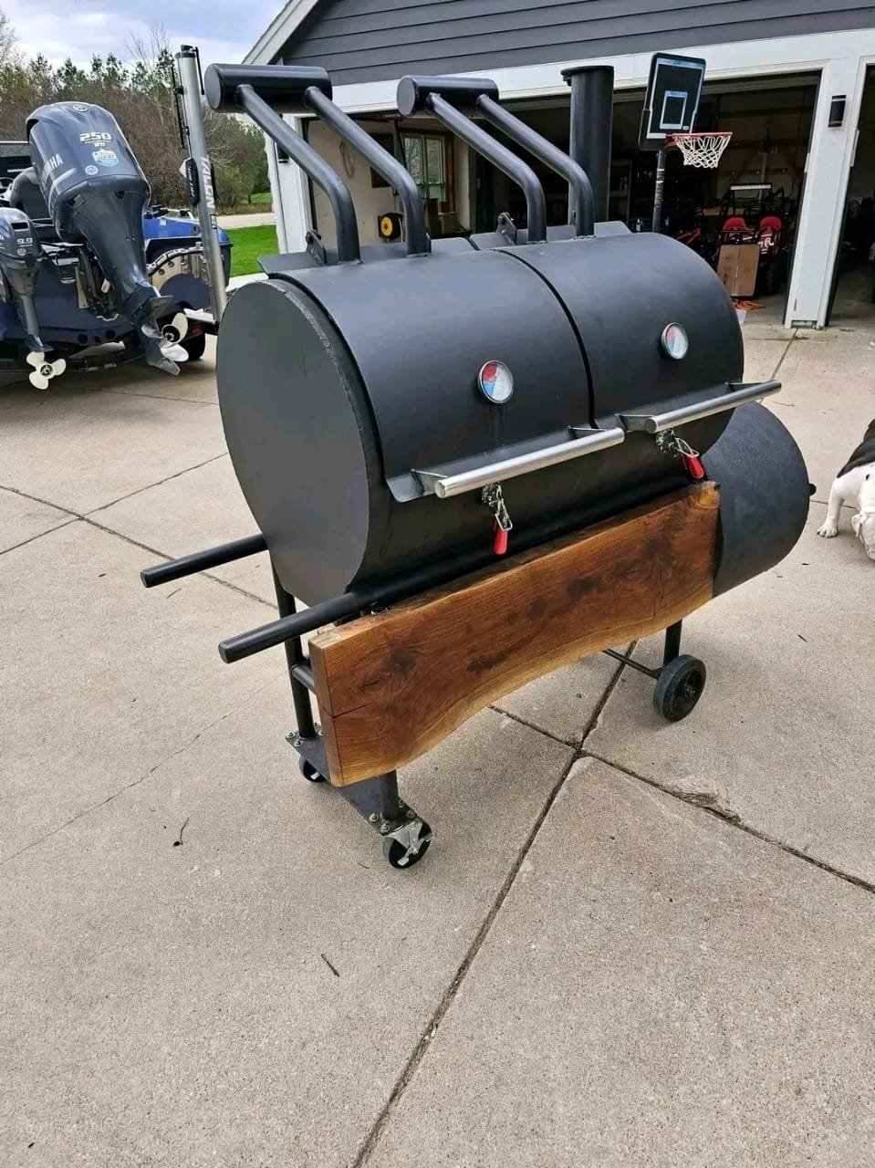 Solid Wood Cabinet BBQ Smoker Full View