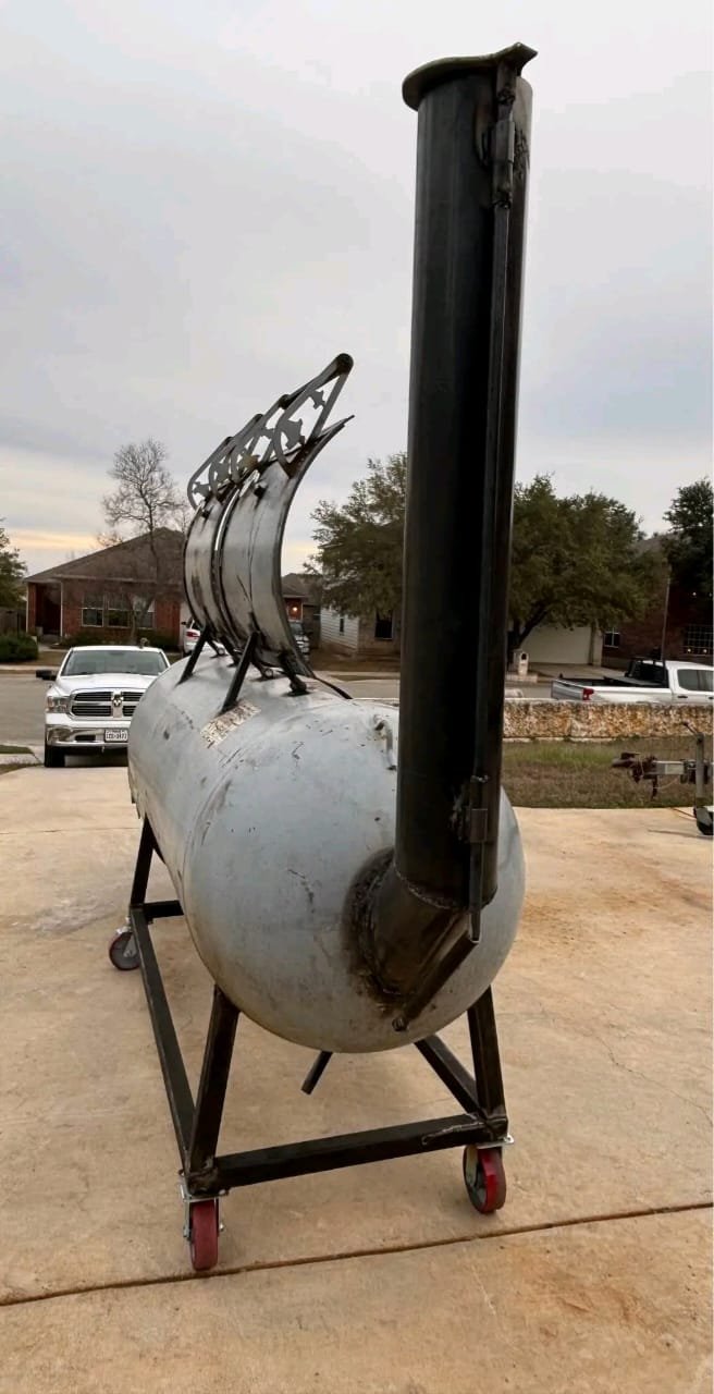Backyard Offset Smoker Setup