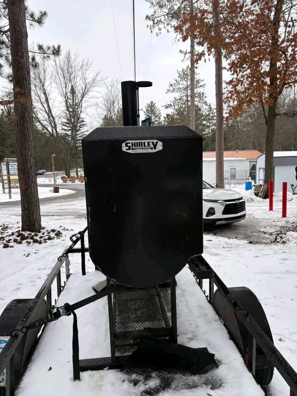 Vertical Smoker Trailer Mount Rear View