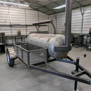 Rear View 200 Gallon BBQ Smoker portable propane grill