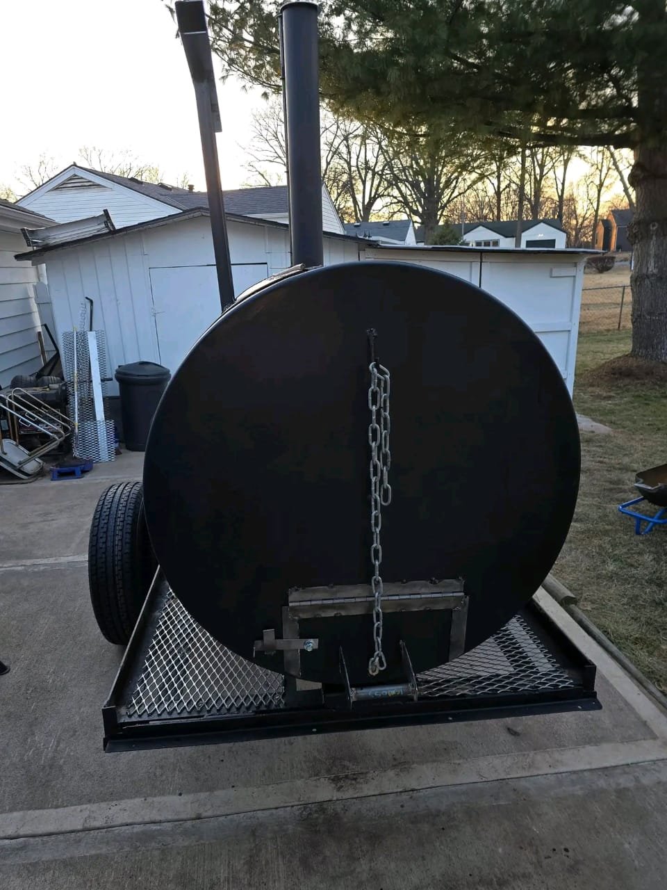 Rear Smoker View with Firebox Feed