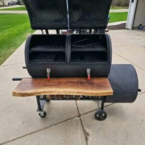 Smoker Body with Black Walnut Folding Shelf grill griddle combo