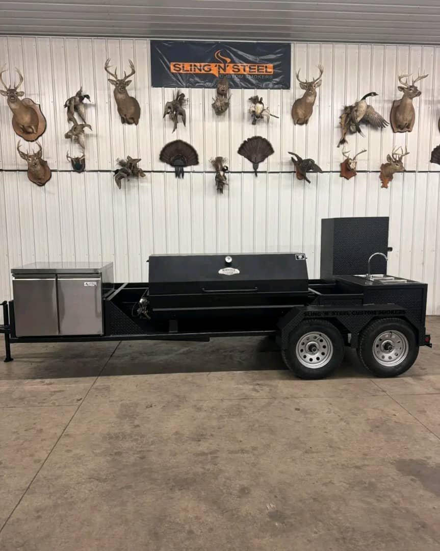 Vertical Smoker and Grill Trailer Setup