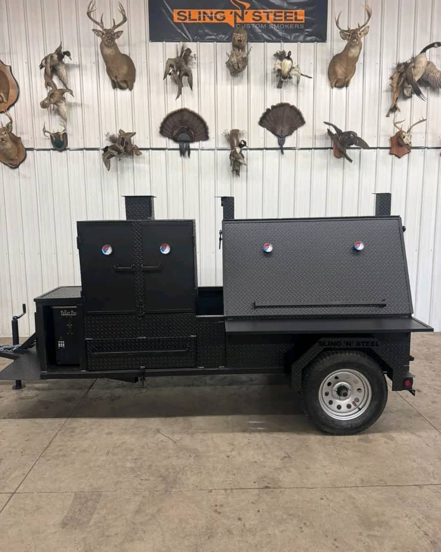 Square Chamber Smoker and Grill Combo Trailer